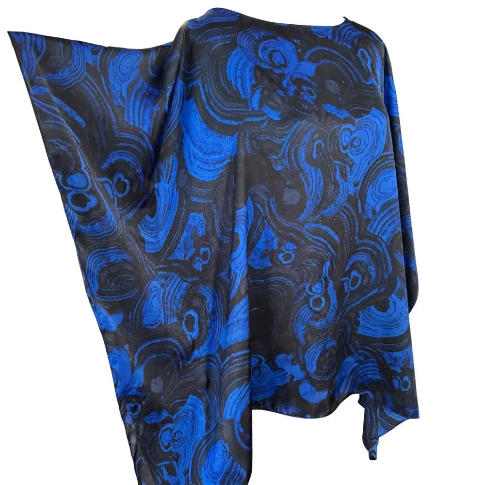 Michael Kors Swirl Print Satin Feel Tunic Flutter Top Size XL Beach Boho EUC